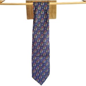 Pura Seta Golf Theme 100% Silk Navy Made In Italy Navy Red
